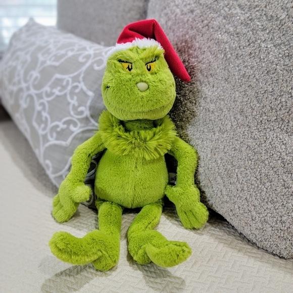 The Manhattan Toy Company Dr. Seuss The Grinch Plush in Santa Hat Christmas - Picture 1 of 15